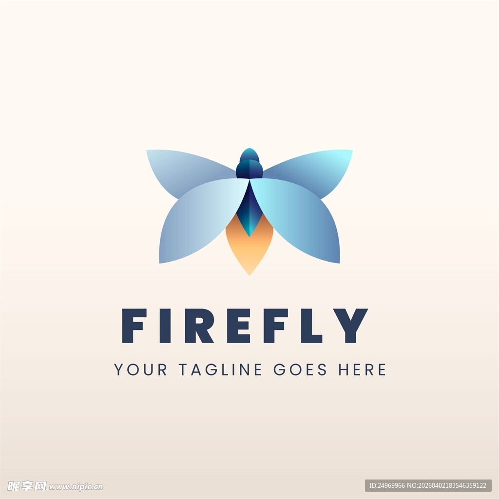 蓝蝶风格萤火虫标志设计