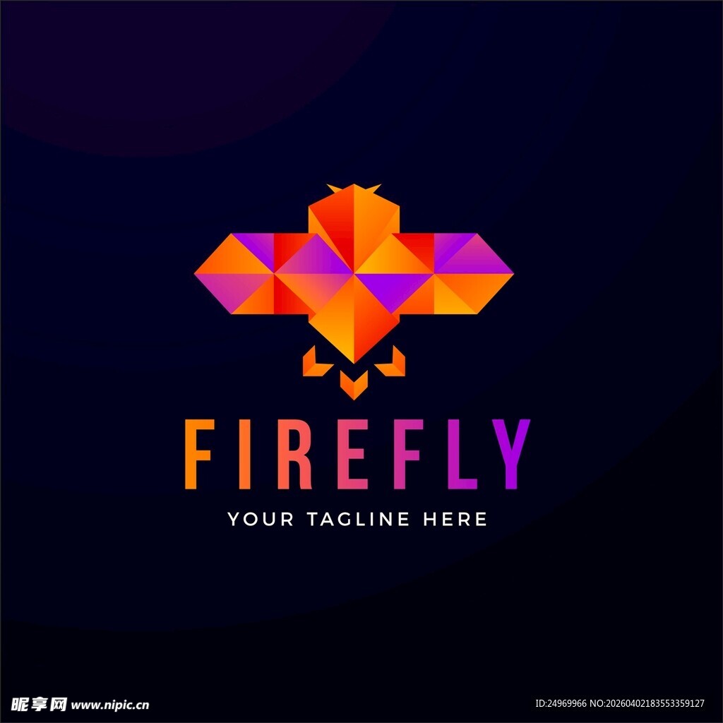 多彩萤火虫标志设计