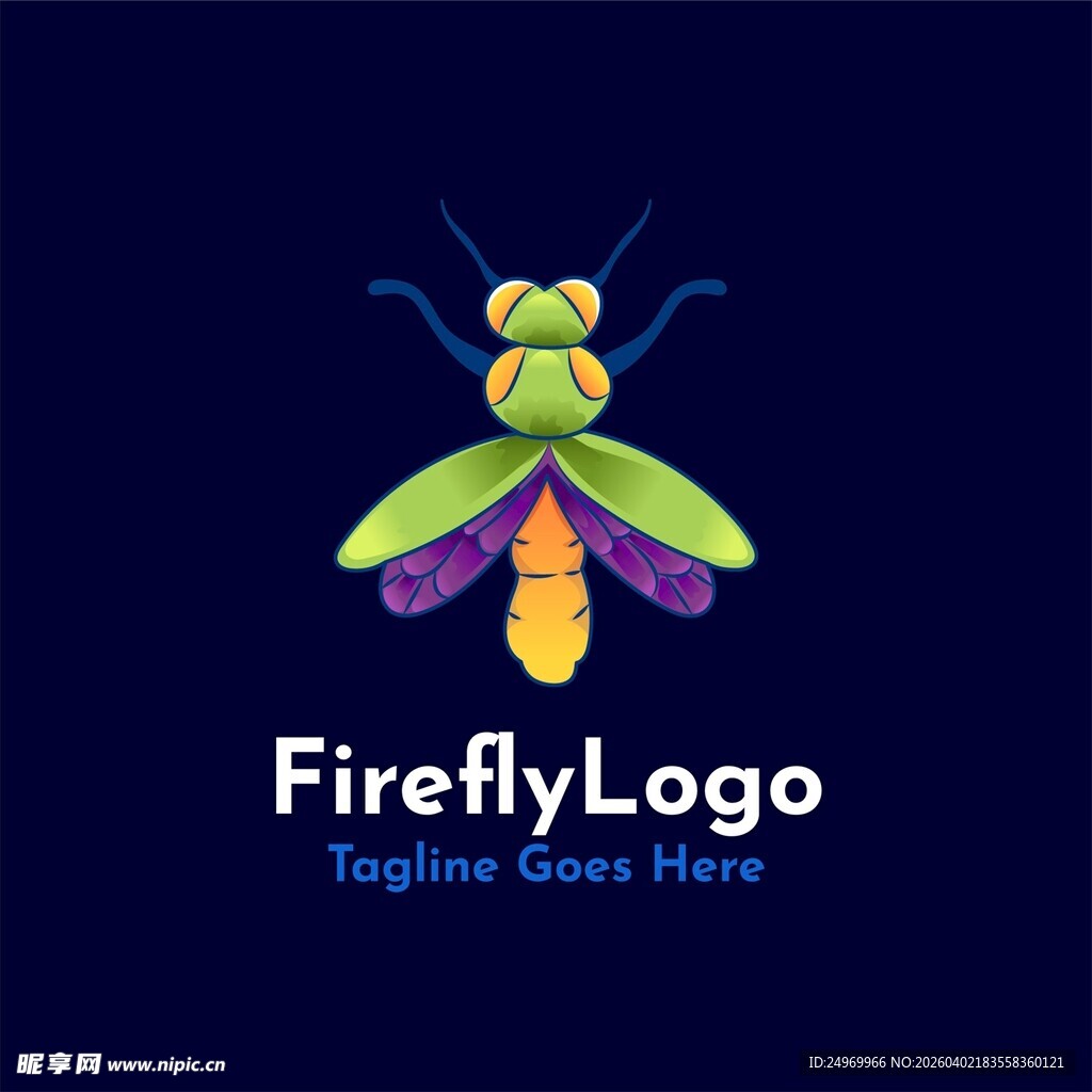 多彩萤火虫标志设计