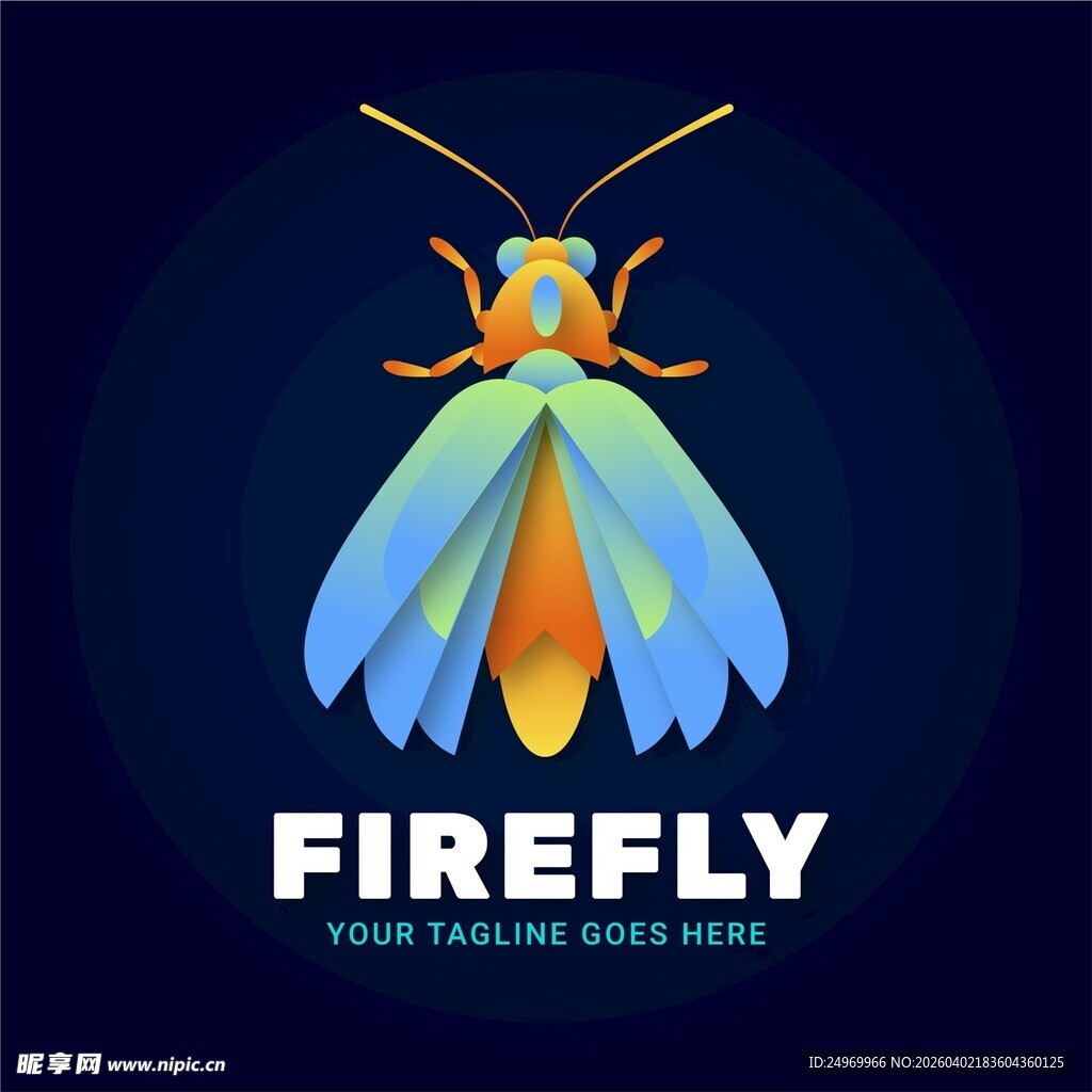 多彩萤火虫标志设计