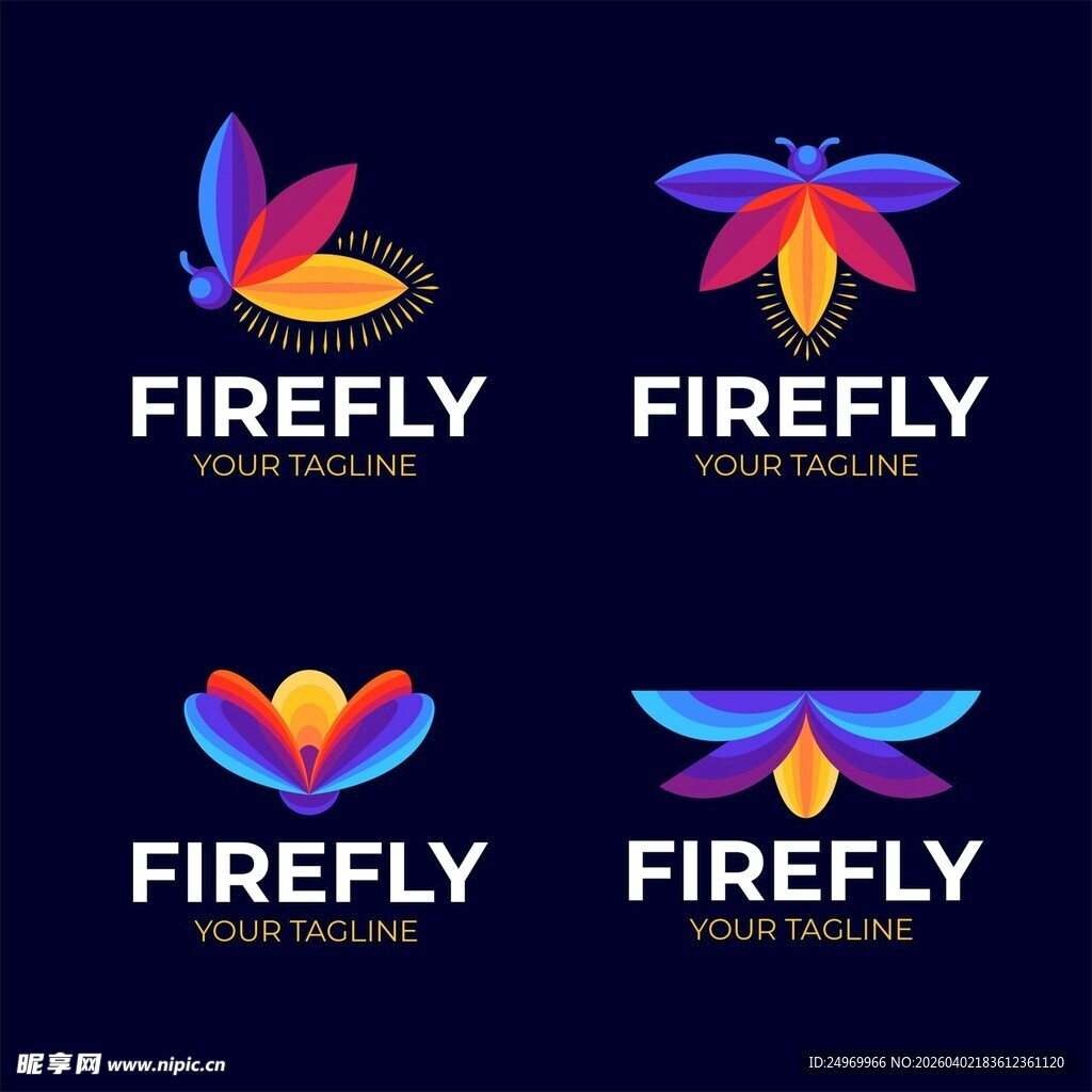 多彩萤火虫标志设计