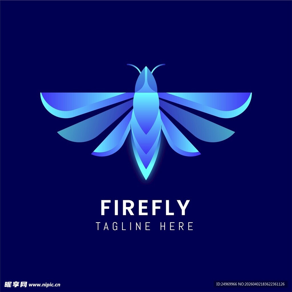 蓝色萤火虫标志设计