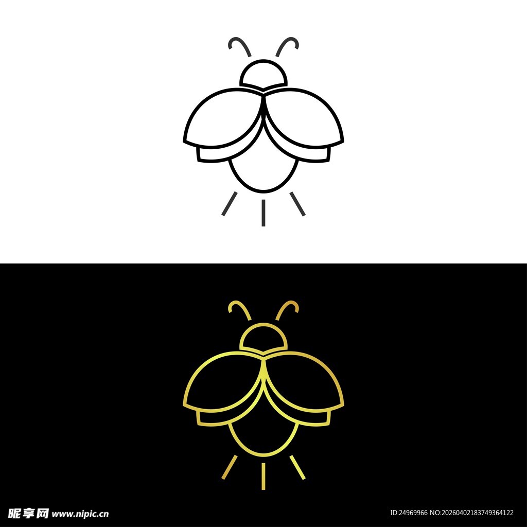 简约线条风甲虫图标设计