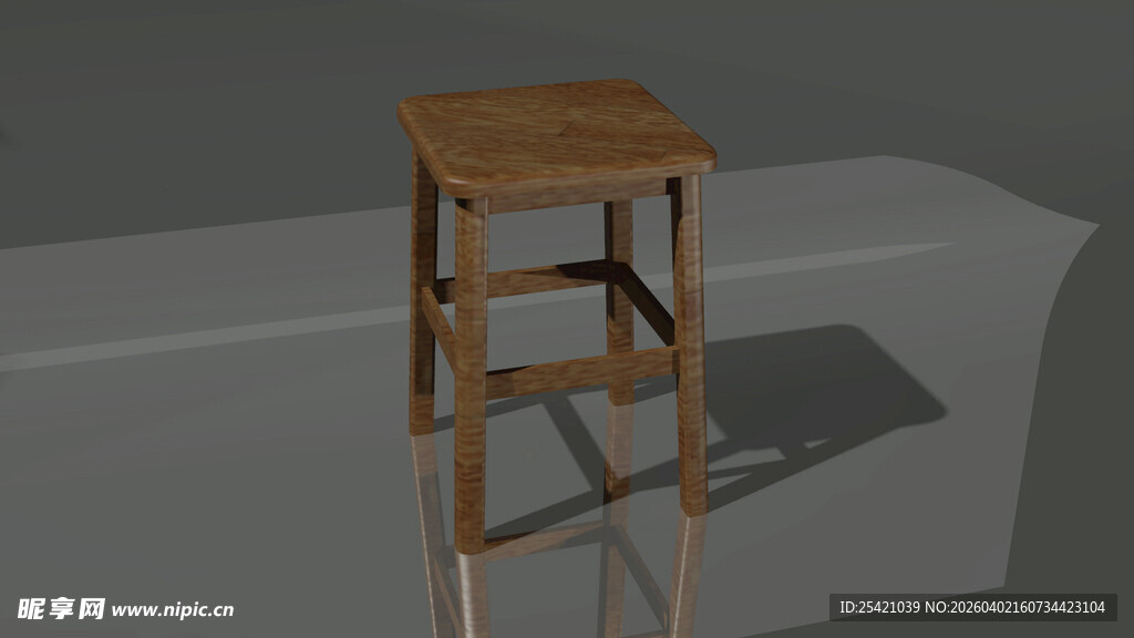 木质高脚凳模型
