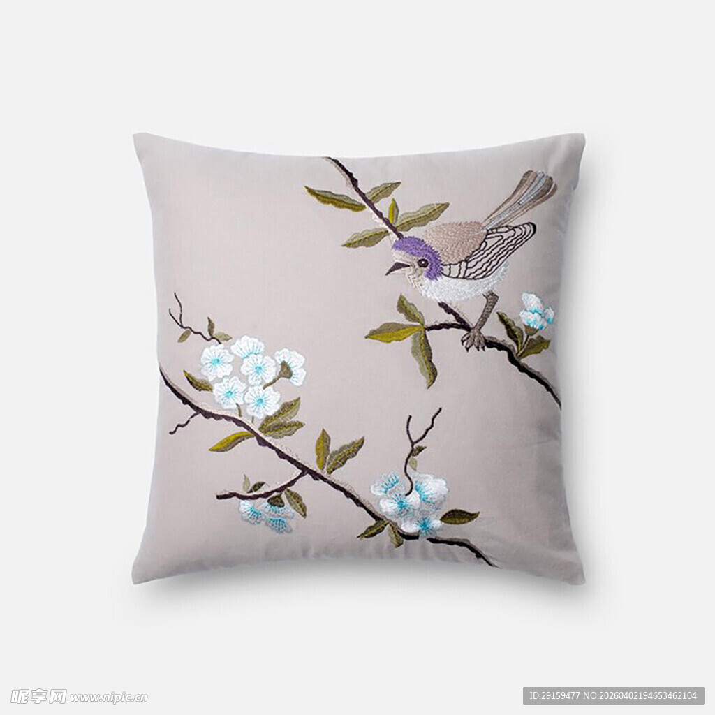 花鸟刺绣风柔软抱枕