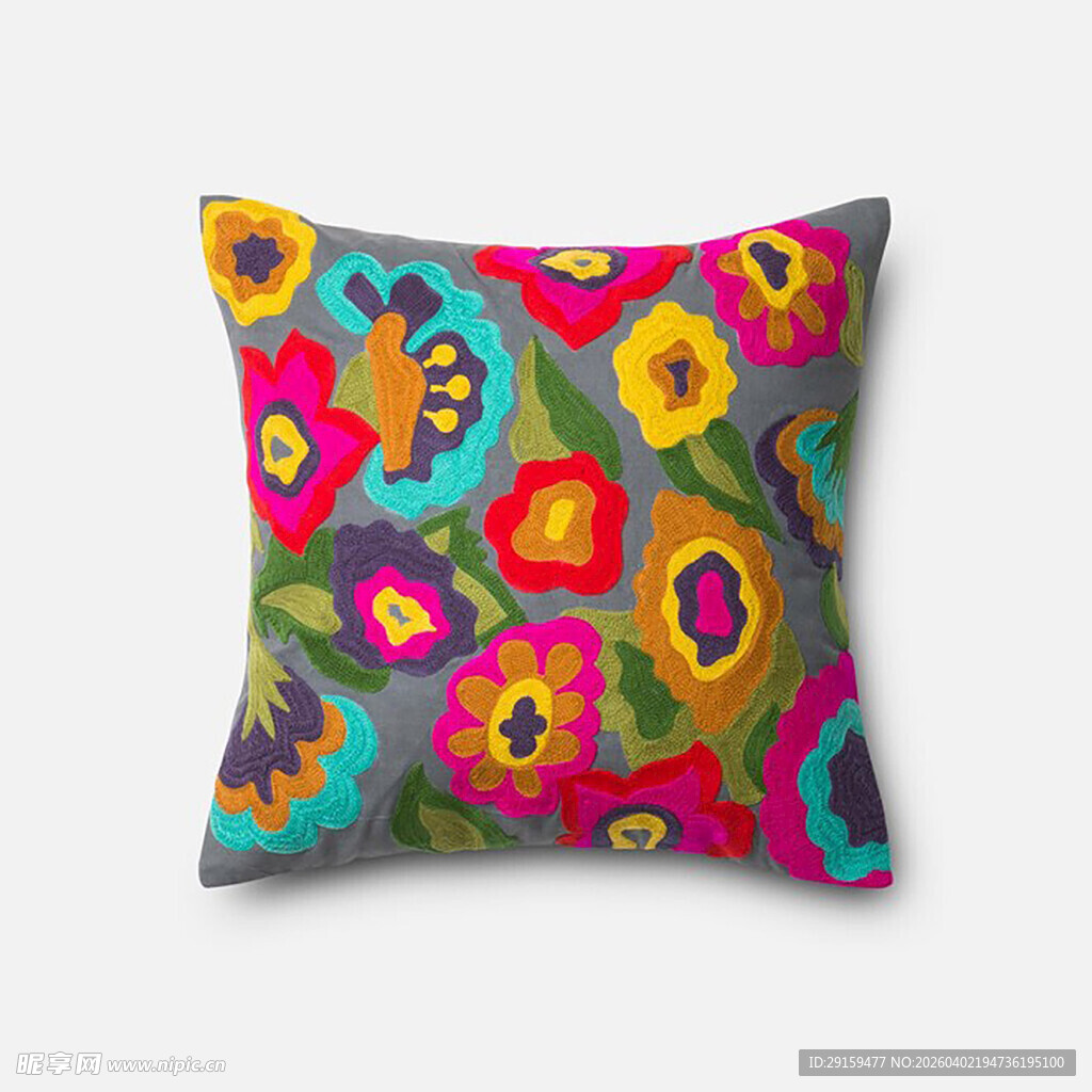多彩花纹抱枕