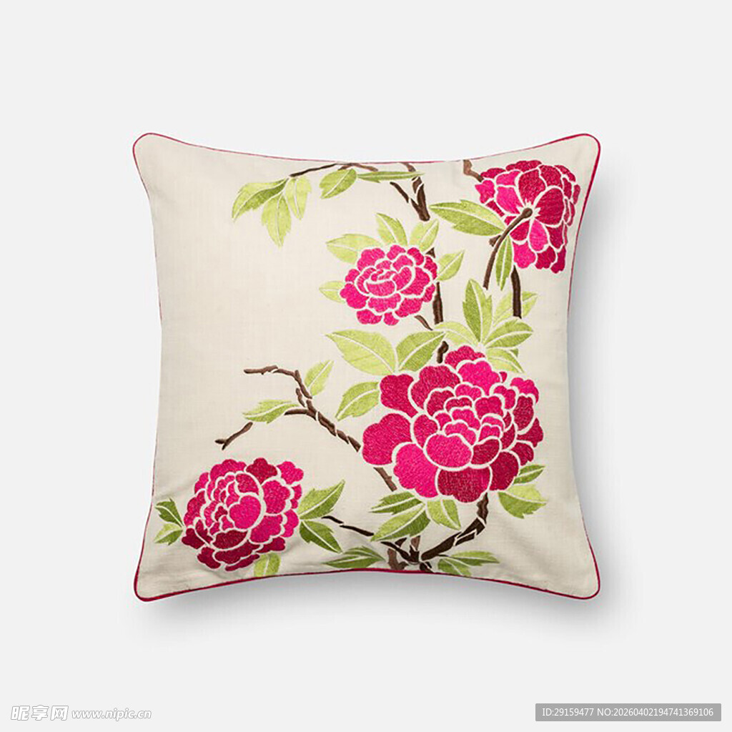 花卉刺绣方形抱枕