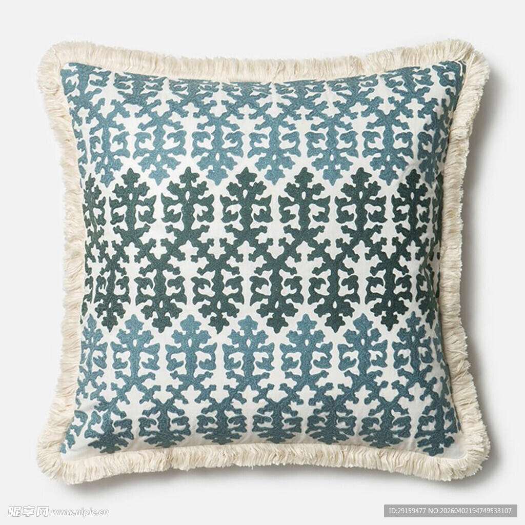 蓝白花纹抱枕