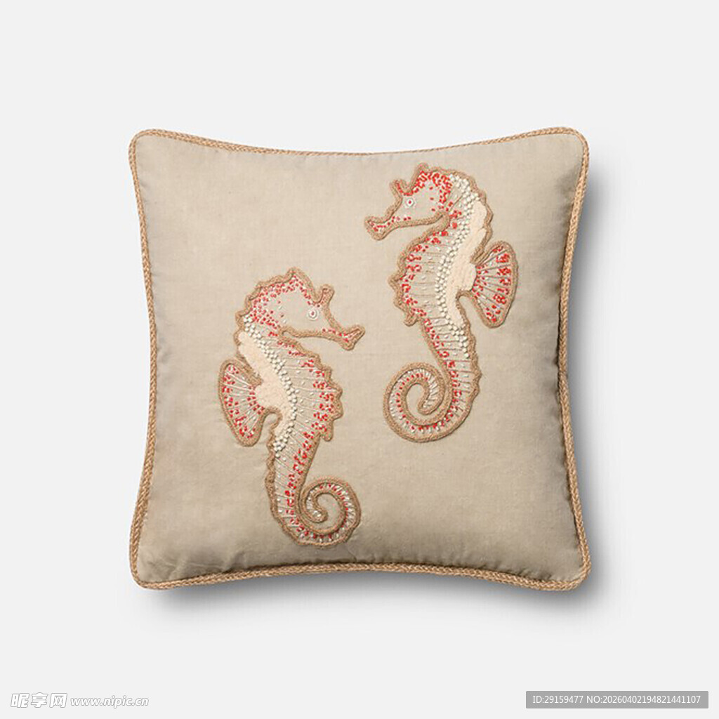 海马刺绣抱枕
