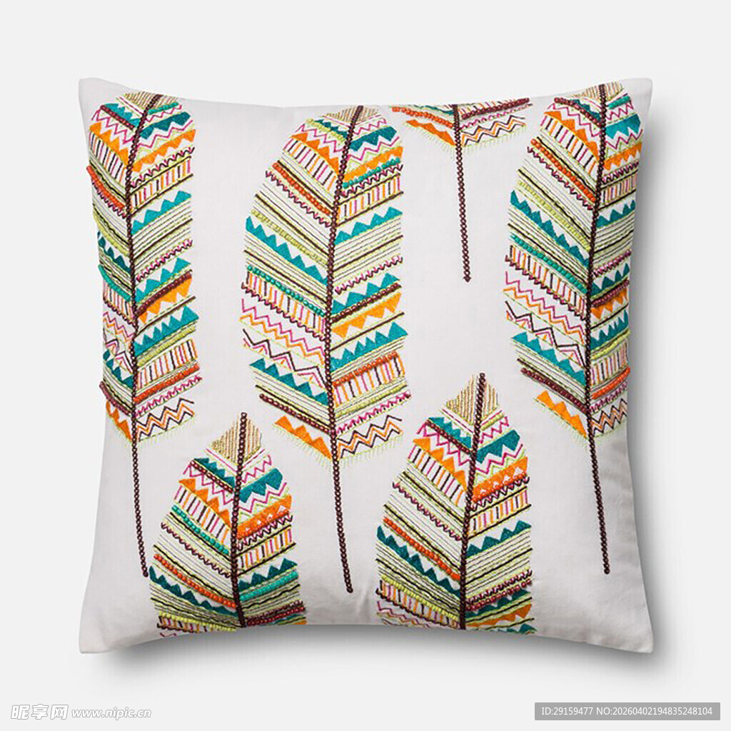 多彩羽毛图案抱枕