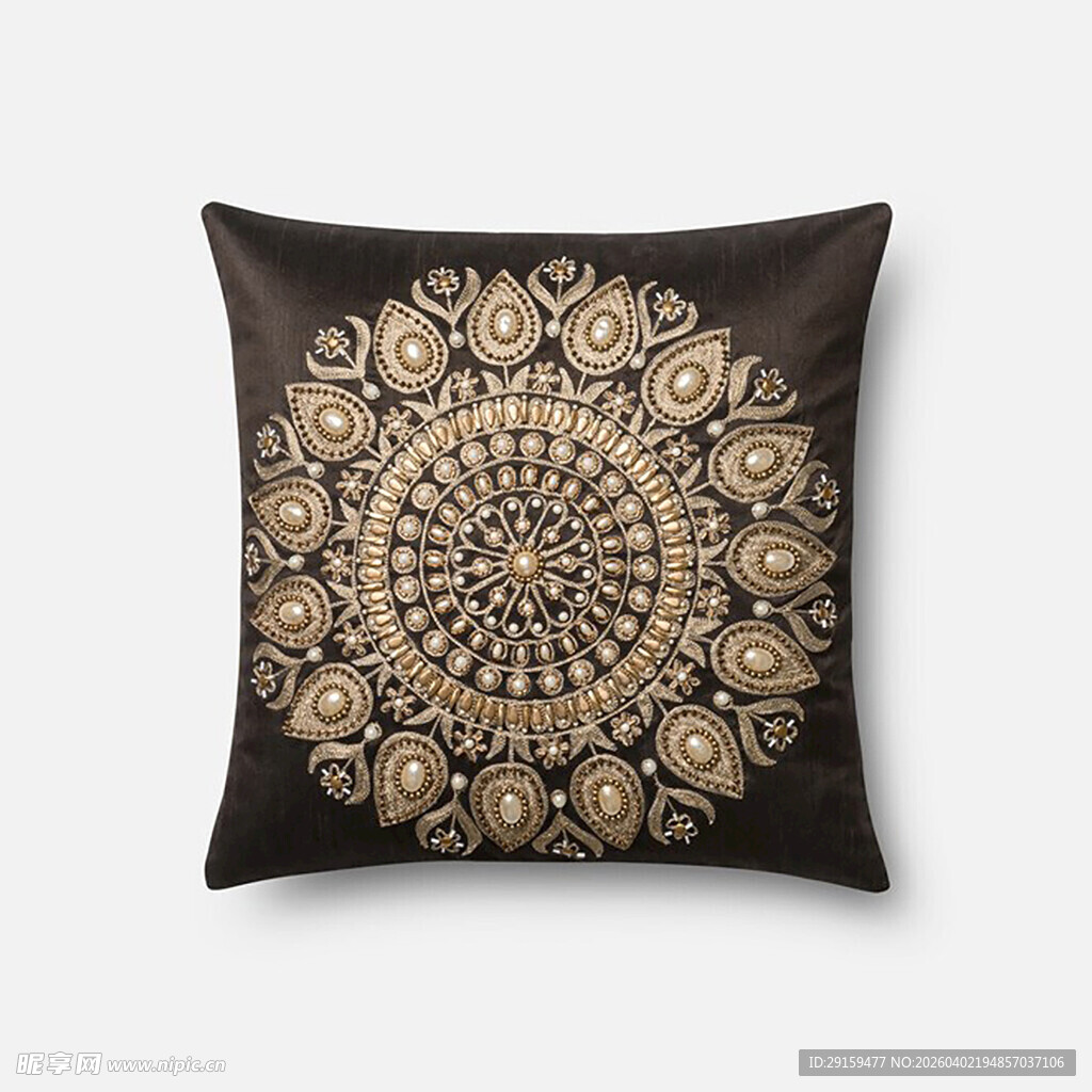 黑金曼陀罗图案抱枕