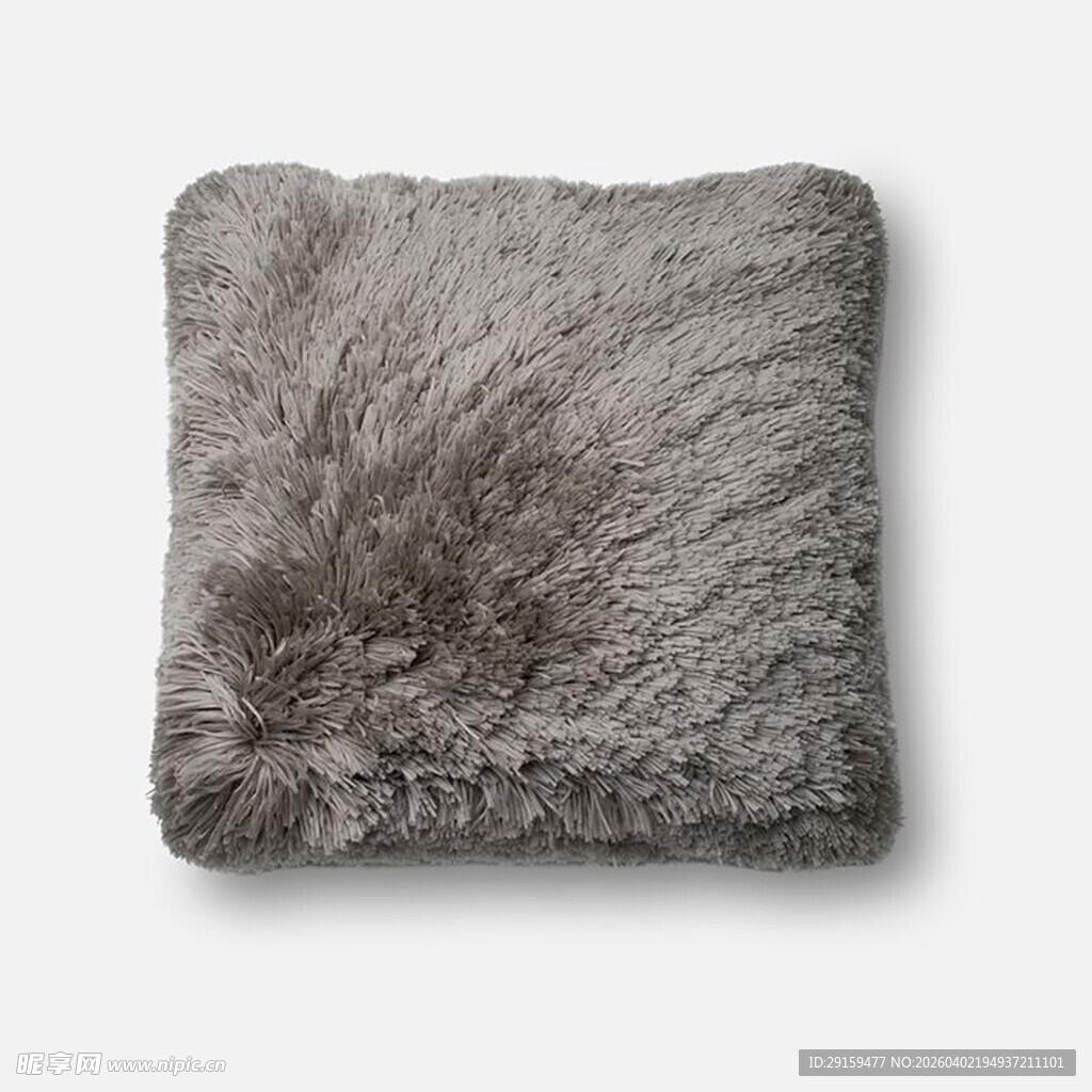 灰色毛绒方形抱枕