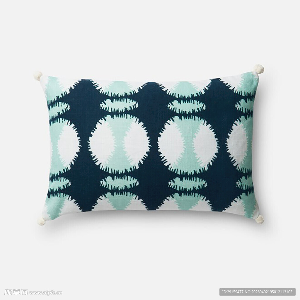 蓝绿扎染风长方形抱枕
