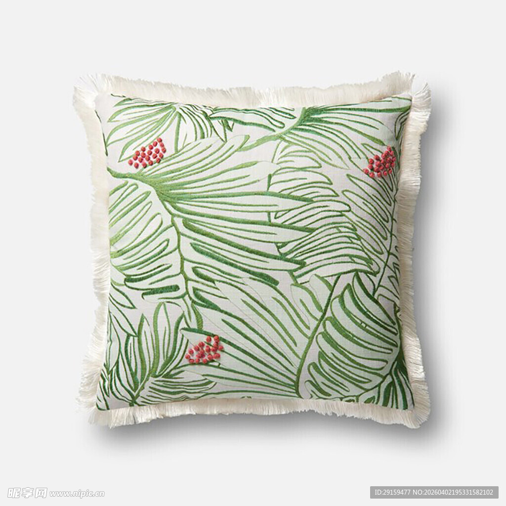 绿叶花卉图案抱枕