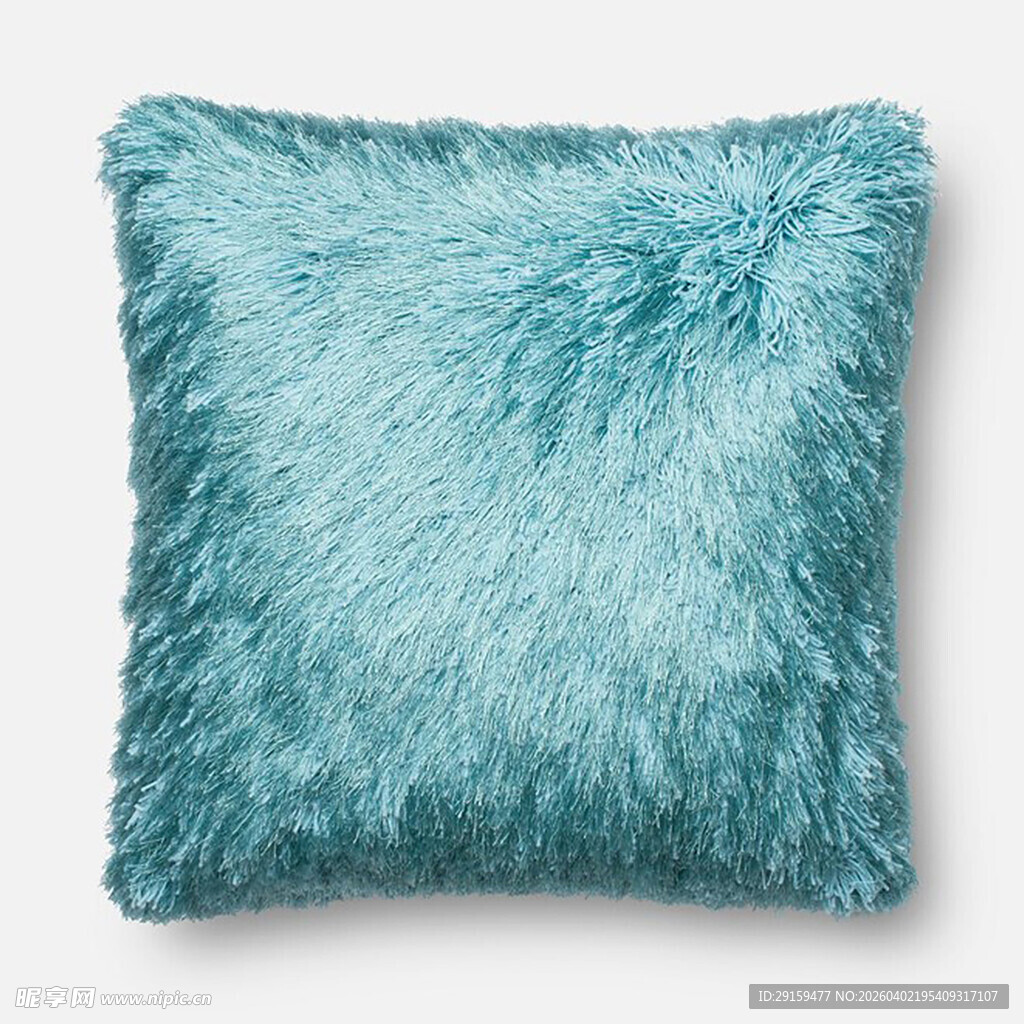 蓝绿色毛绒抱枕
