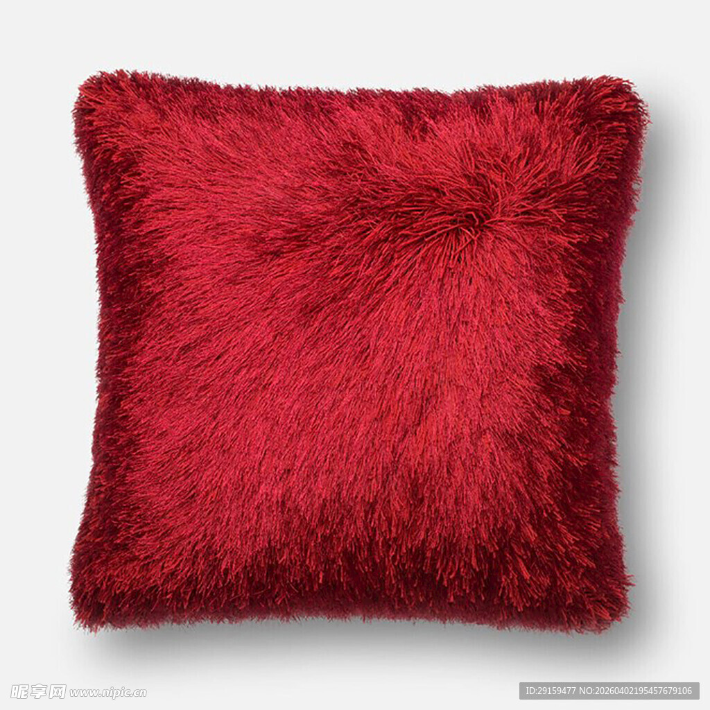 红色毛绒方形抱枕