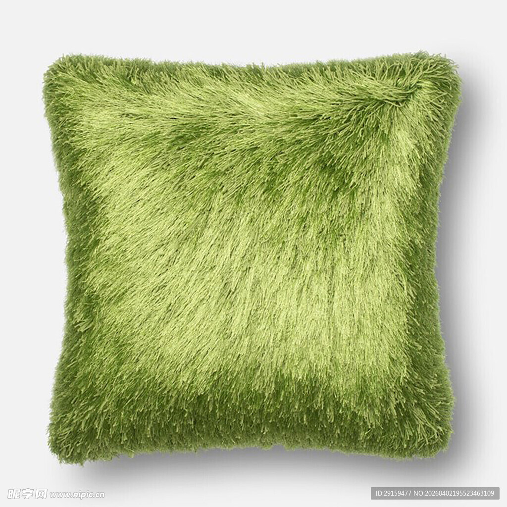绿色毛绒方形抱枕