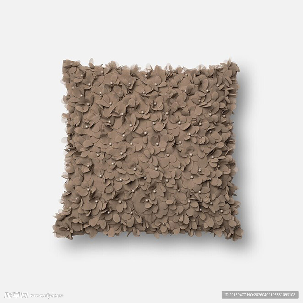 棕色毛绒质感方形抱枕