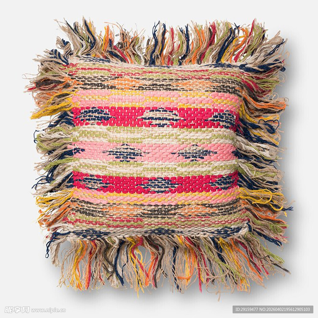 多彩流苏编织抱枕