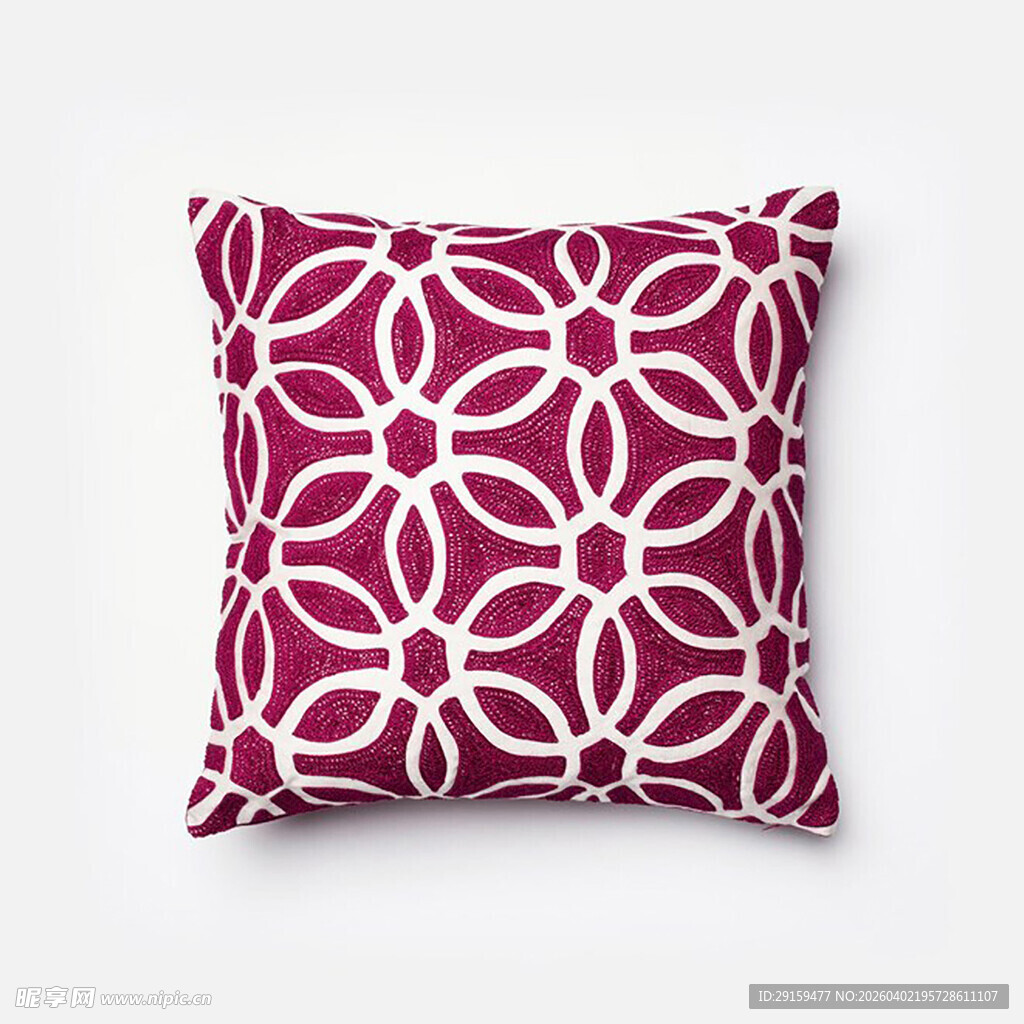 玫红色几何图案抱枕