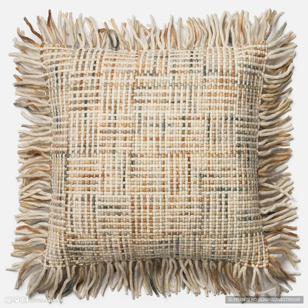 流苏边格纹抱枕