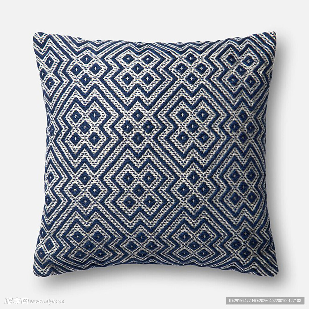 蓝白几何图案抱枕