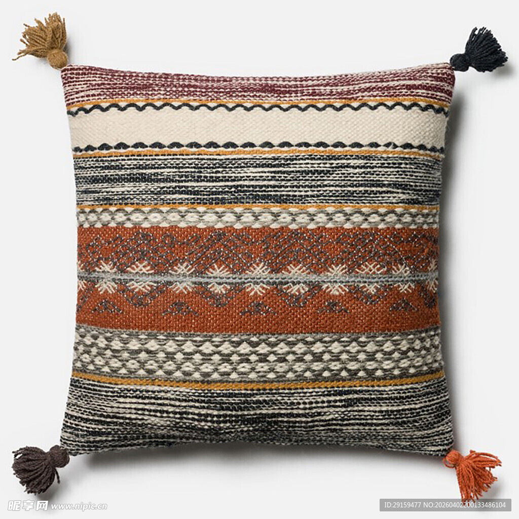 民族风条纹流苏装饰抱枕