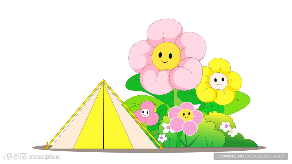 花丛中的可爱小帐篷