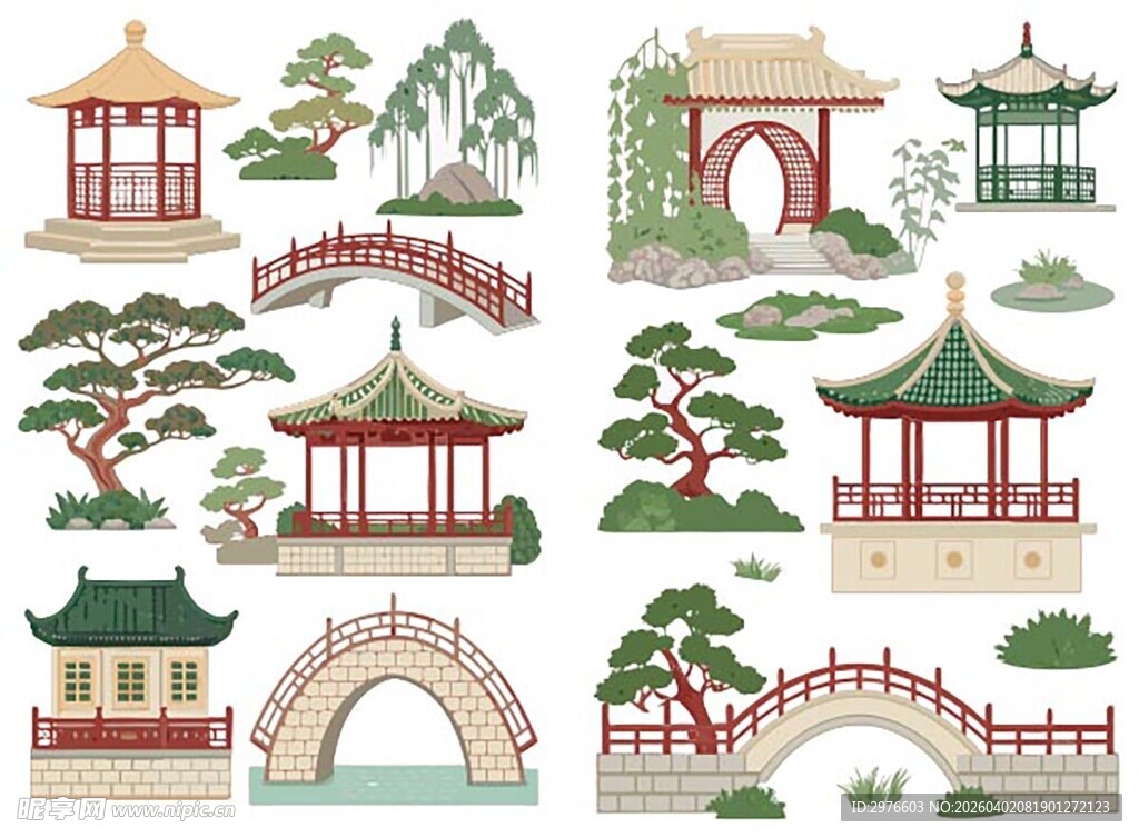 中式古典园林建筑元素集