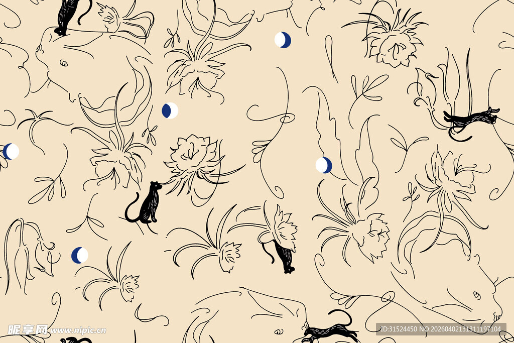 手绘风格蜘蛛昆虫图案背景