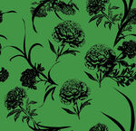 绿色底黑色花卉图案背景