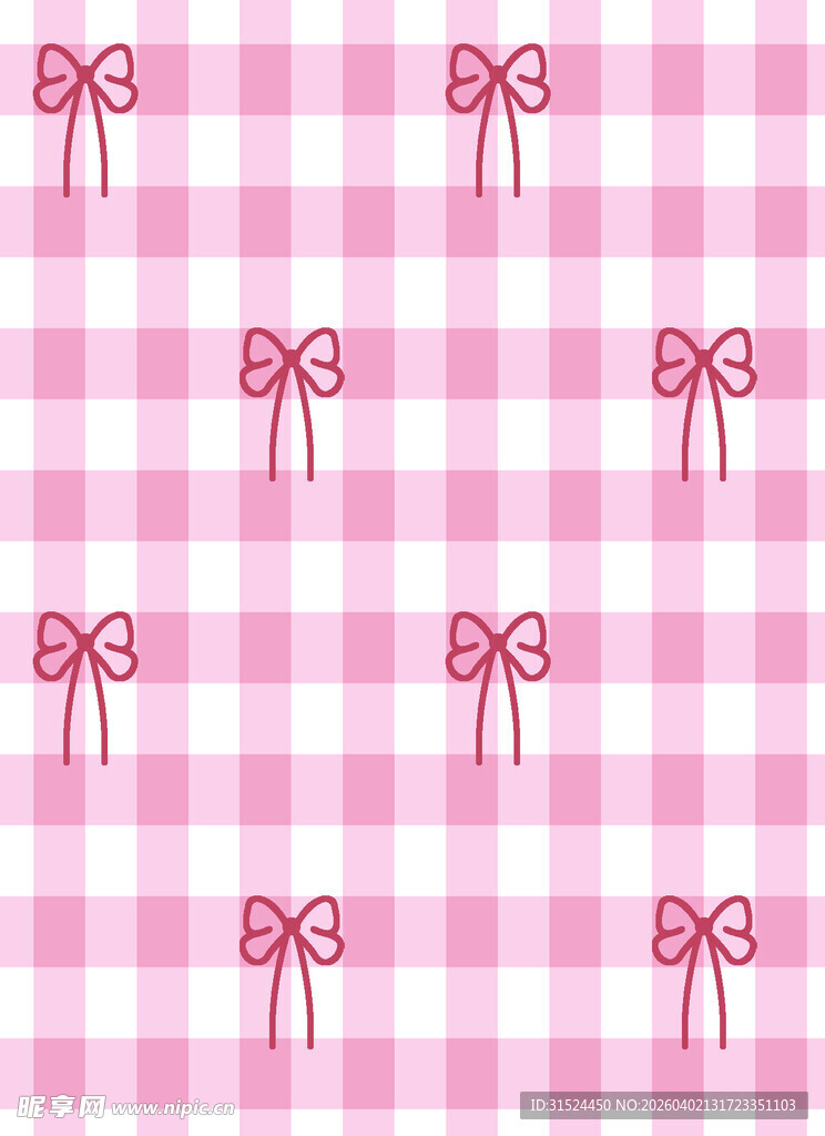 粉色格纹蝴蝶结图案背景