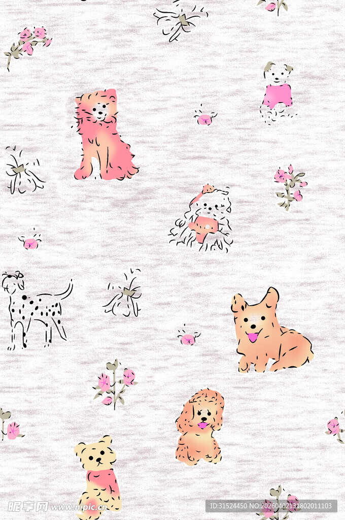 可爱动物花卉图案布料