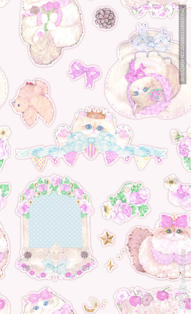 梦幻粉色系装饰图案素材