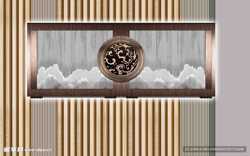 中式几何摆件与艺术挂画