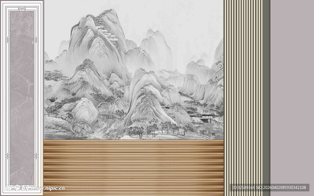 中式山水墙饰营造雅致氛围