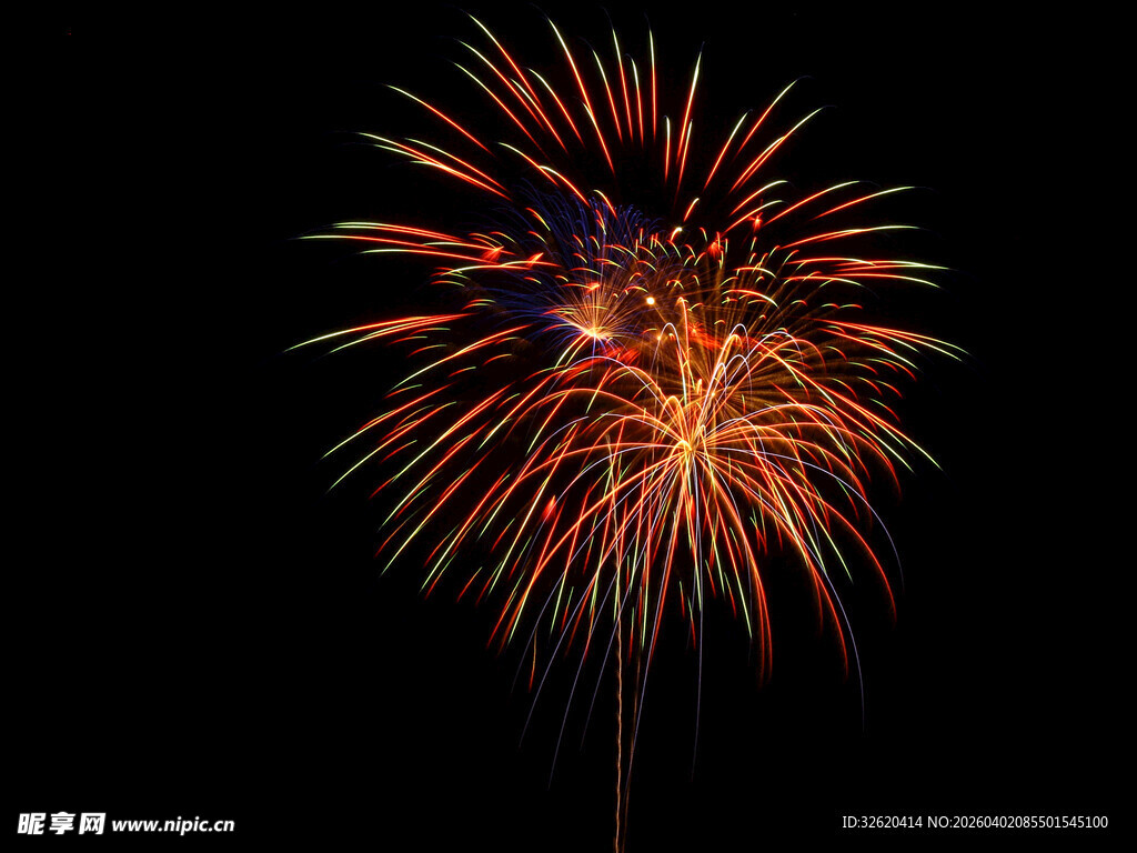 夜空中绚烂的烟花绽放