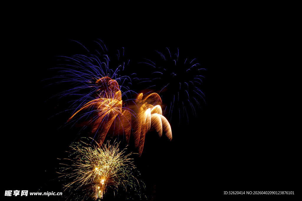 夜空中绚烂的烟花绽放