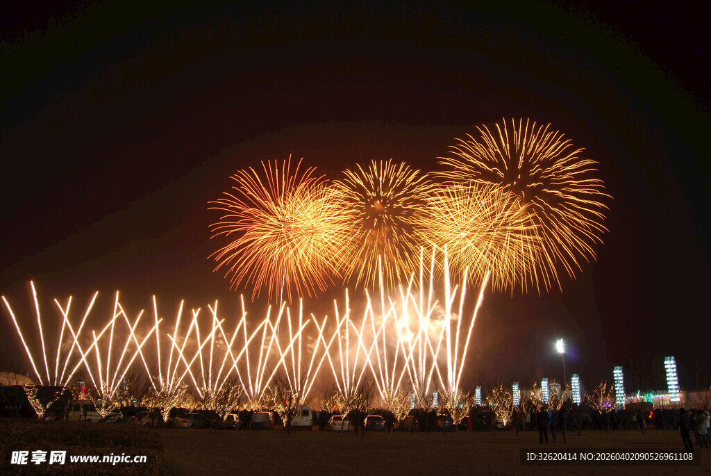 夜空中绚丽的烟花绽放