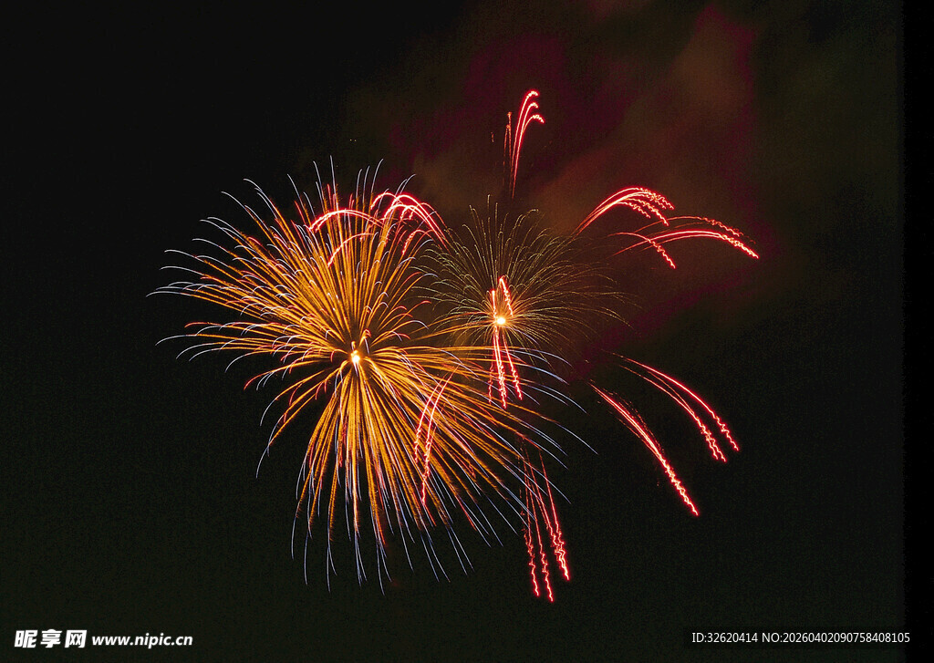 夜空中绚烂绽放的烟花