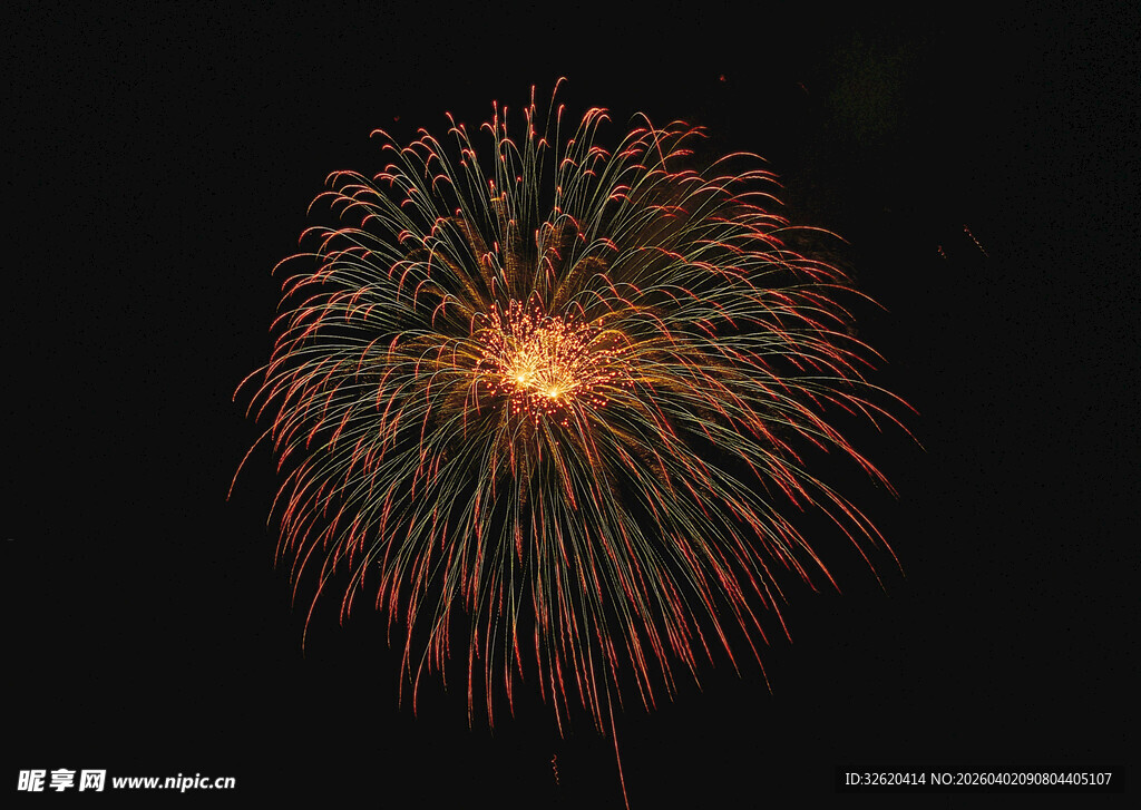 夜空中绚烂绽放的烟花