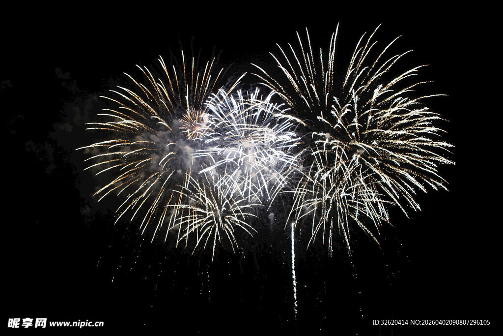 夜空中绚烂绽放的烟花