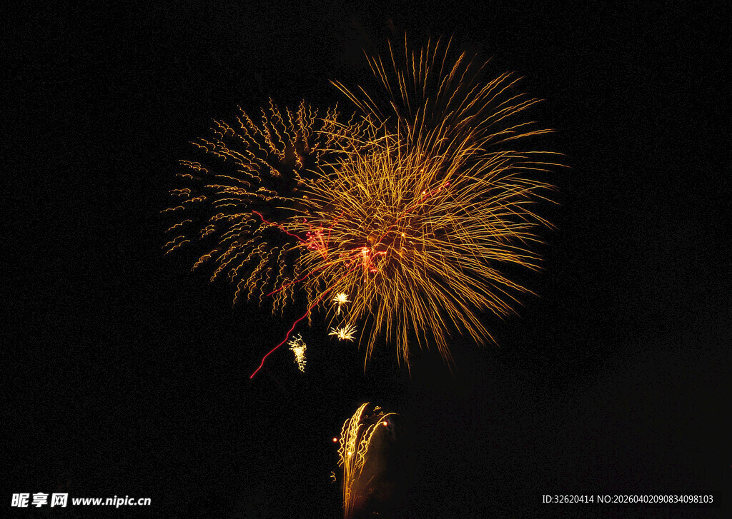 夜空中绚烂绽放的烟花