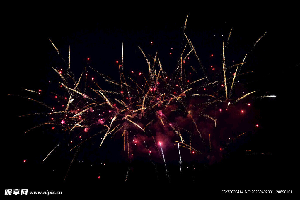 夜空中绚烂的烟花绽放