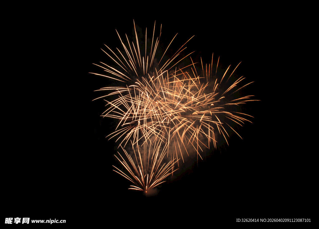 夜空中绚烂的金色烟花