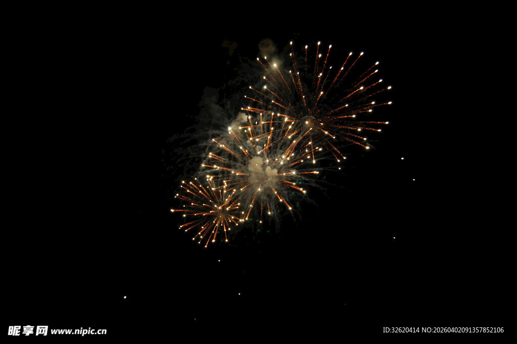 夜空中绚烂的金色烟花