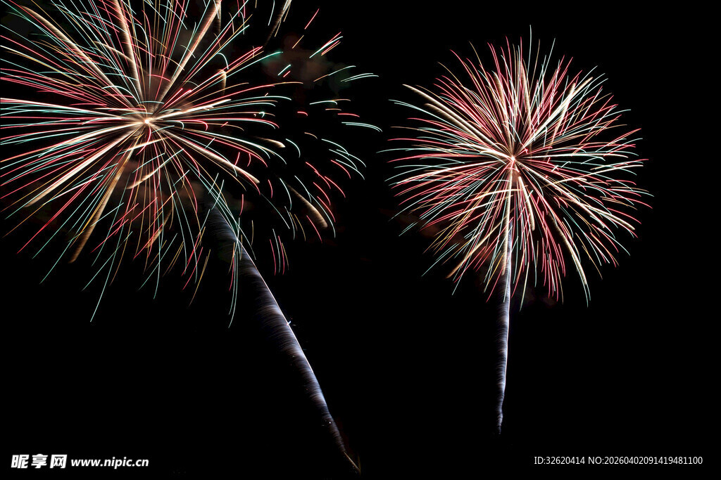 夜空中绽放的绚丽烟花