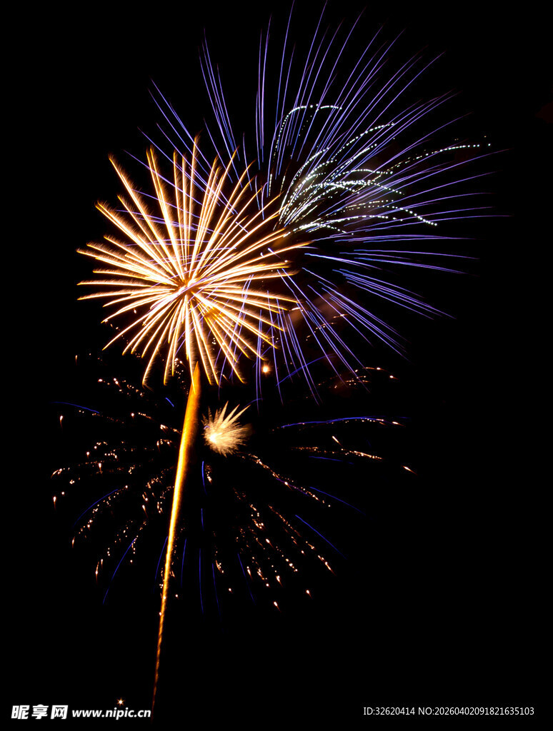 夜空中绚烂绽放的烟花