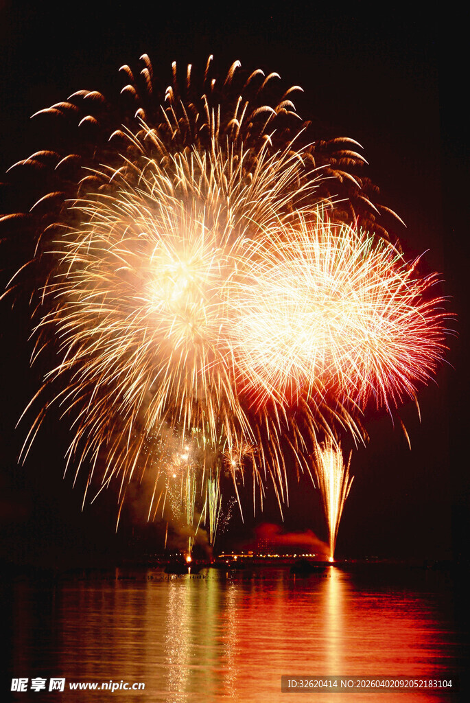 夜空中绚烂的烟花绽放