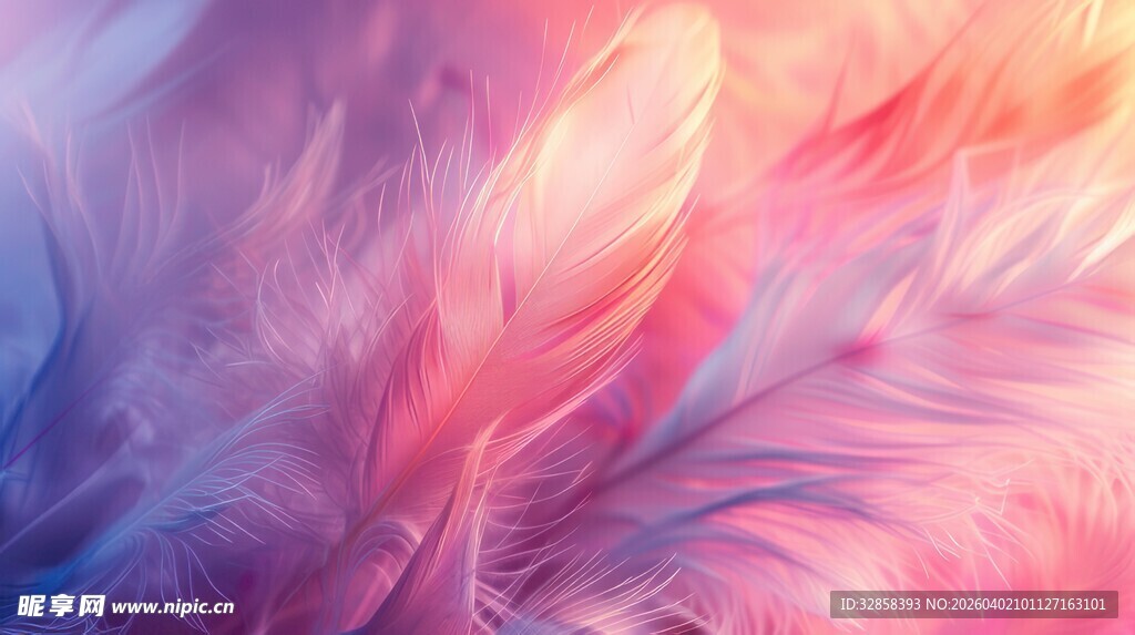 梦幻粉蓝羽毛背景图